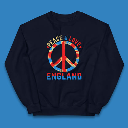 Peace Love England Peace Sign United Kingdom British England Vacation Trip Kids Jumper
