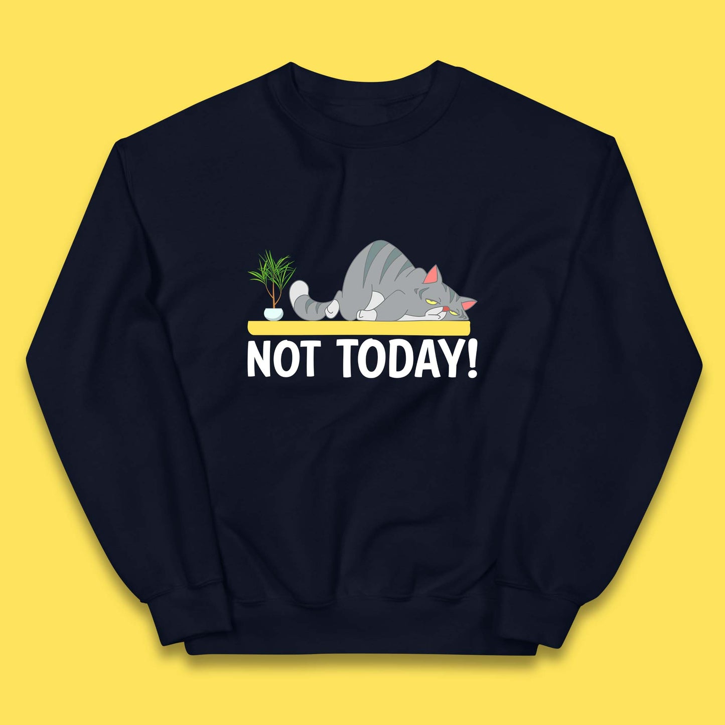 Not Today Cat Funny Kitten Lazy Cats Sleepy Cat Lover Kids Jumper