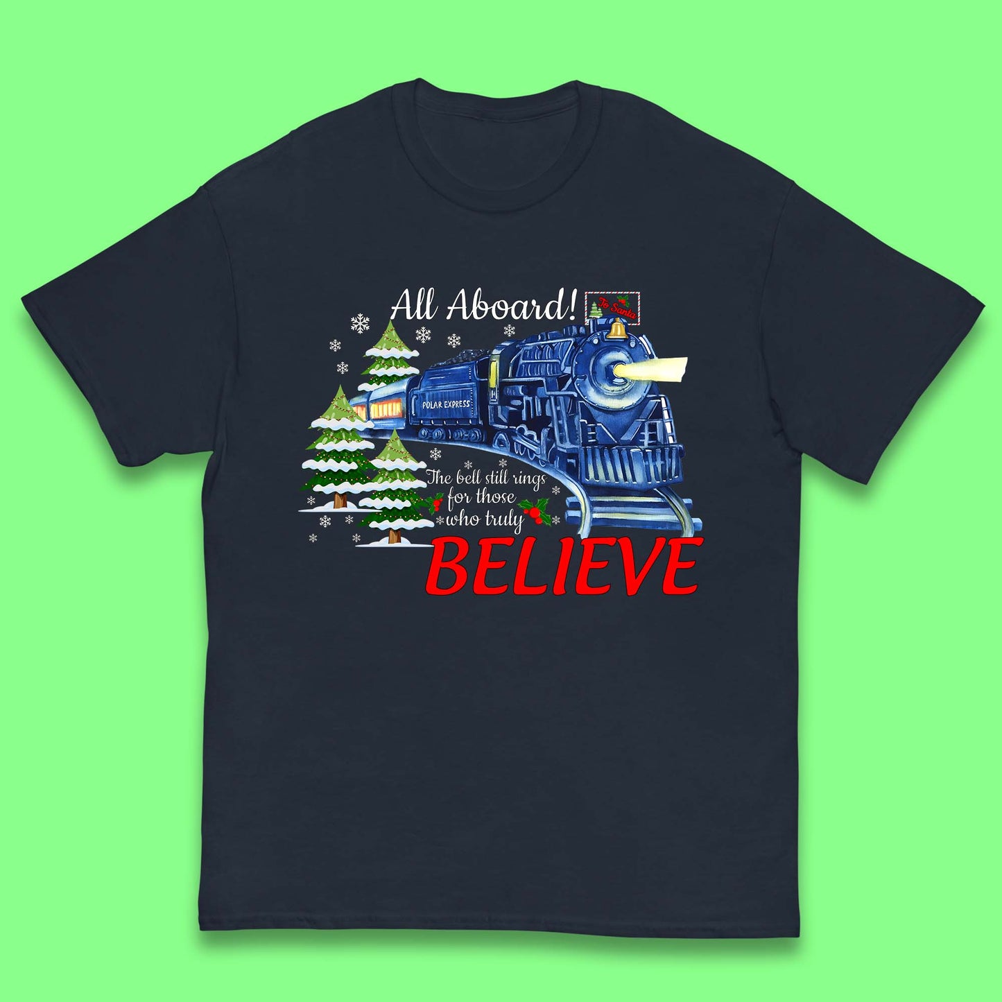 All Abroad Believe Christmas Train Kids T-Shirt