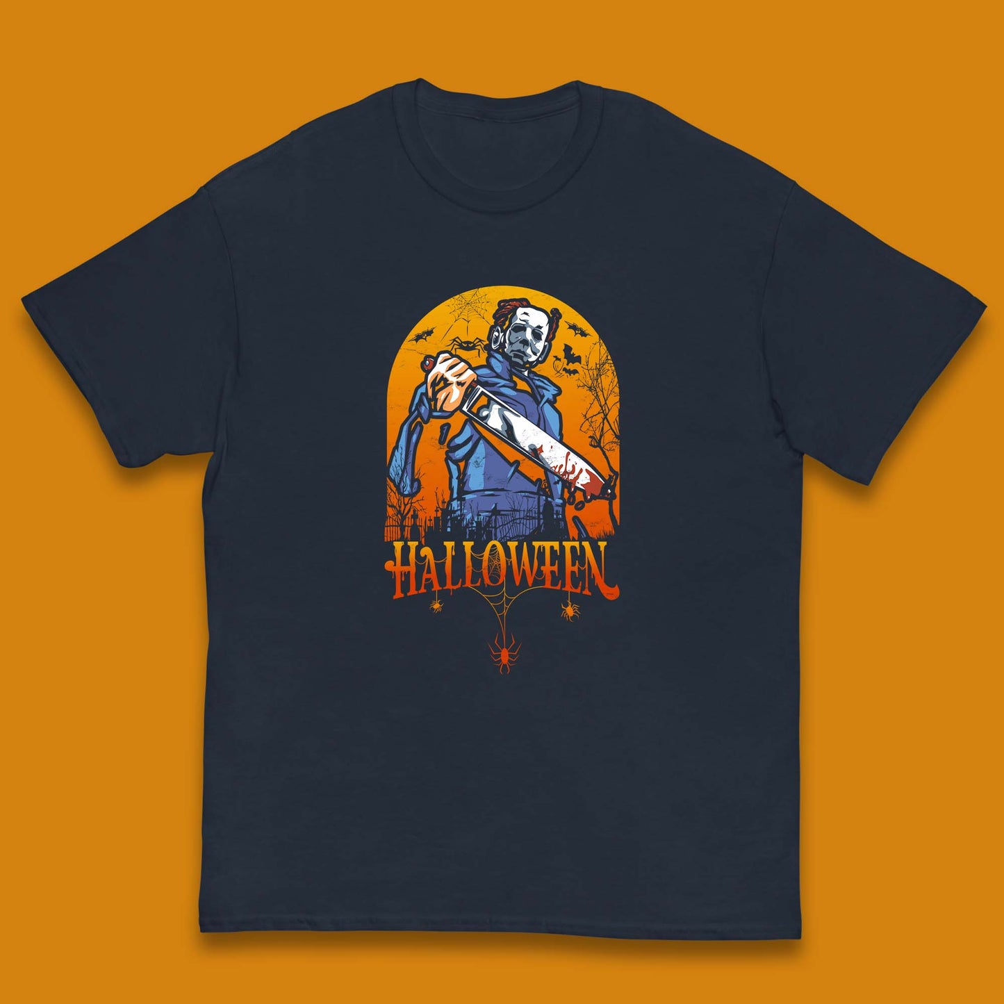Halloween Michael Myers Holding Bloody Knife Halloween Serial Killer Horror Movie Character Kids T Shirt