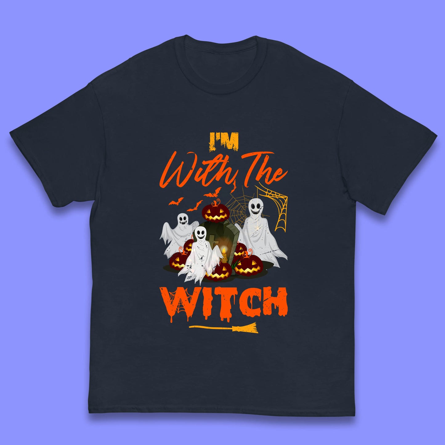 I'm With The Witch Halloween Ghosts With Jack-O-Lantern Horror Pumpkins Kids T Shirt