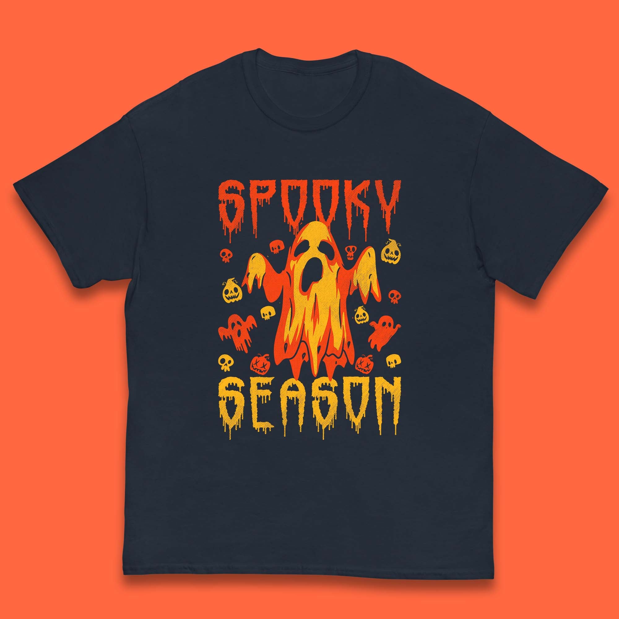 Spooky Season Halloween Ugly Scary Boo Ghost Halloween Vibes Kids T Shirt