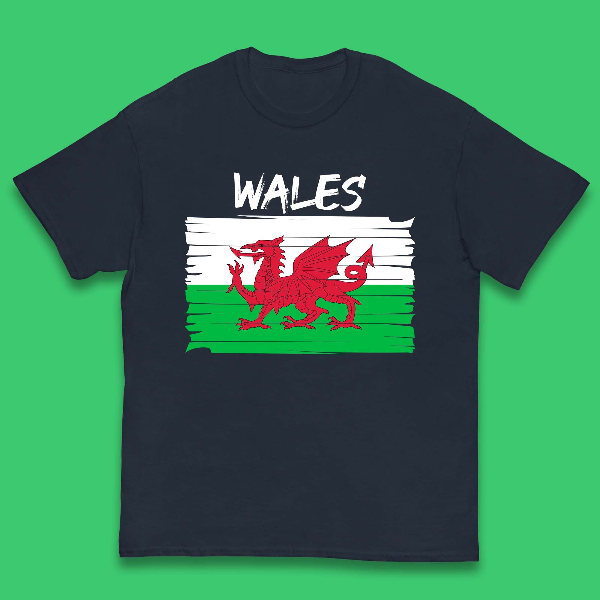Welsh Dragon Flag Of Wales Saint Welsh Sant Dewi St. David's Day Dragon Flag Kids T Shirt
