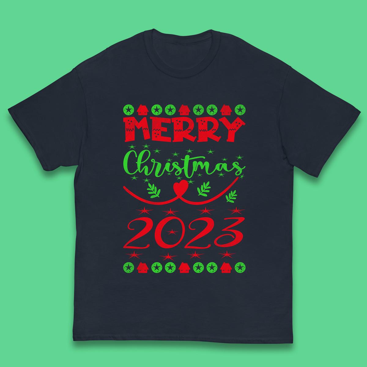 Merry Christmas 2023 Winter Holiday Xmas Festive Celebration Kids T Shirt