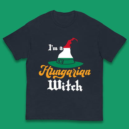 I'm A Hungarian Witch Halloween Witch Hat Hungarian Flag Kids T Shirt