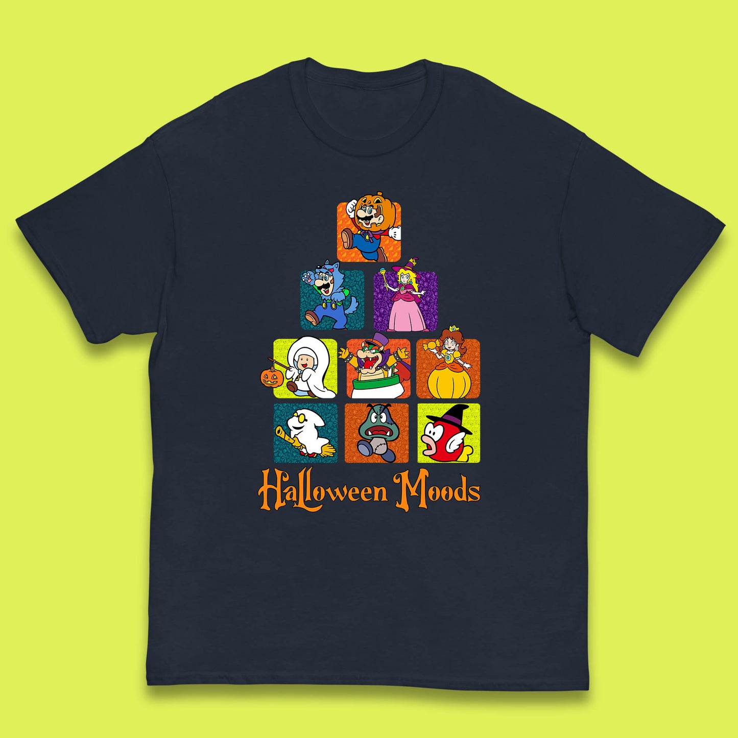 Super Mario Halloween Moods Nintendo Super Mario Game Characters Horror Halloween Spooky Mario Season Kids T Shirt