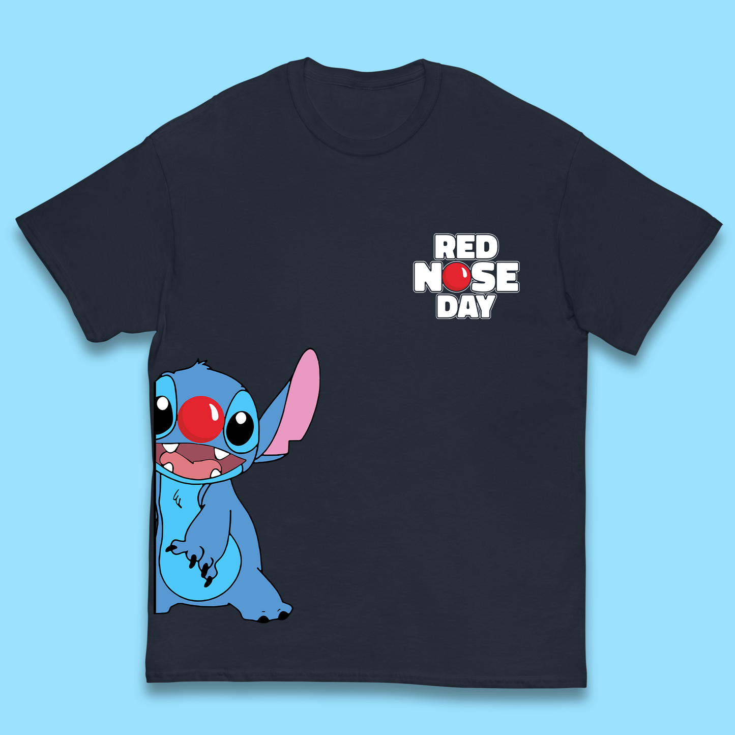Red Nose Day Peeking Disney Stitch Kids T-Shirt