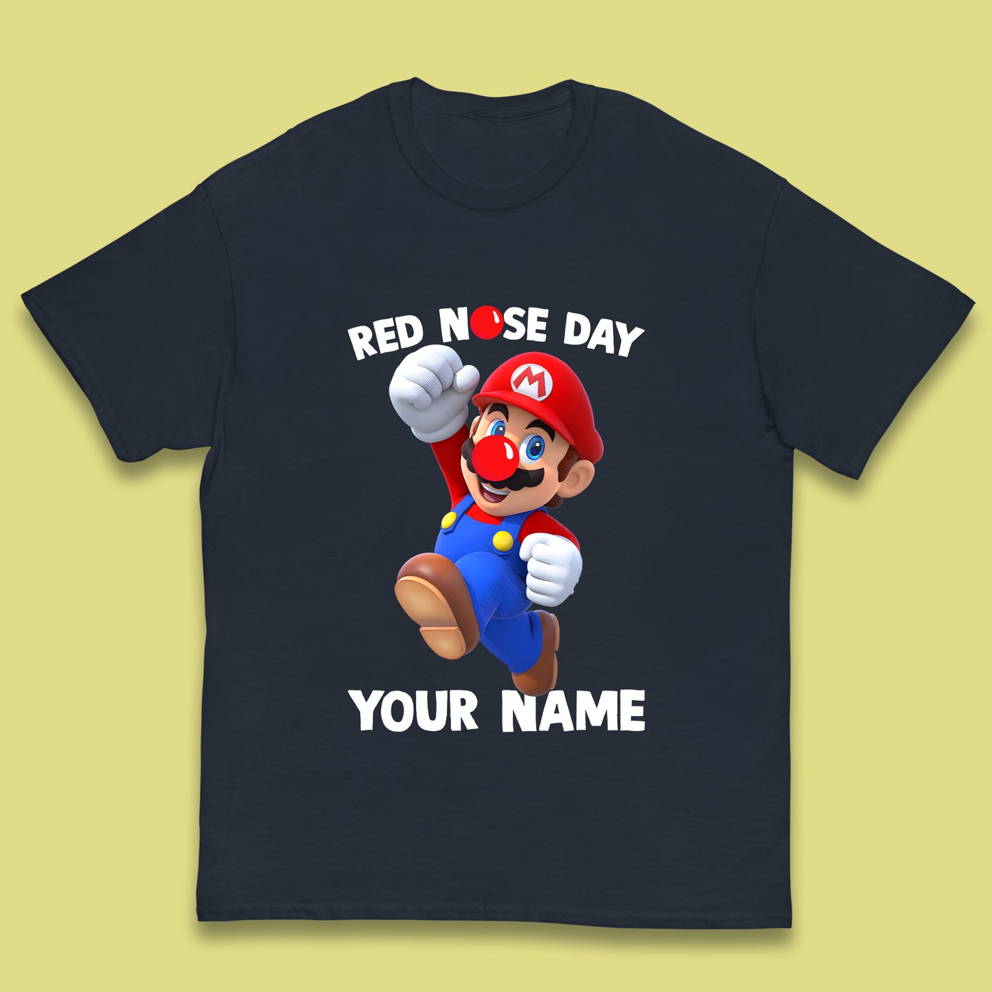 Personalised Super Mario Red Nose Day Kids T-Shirt
