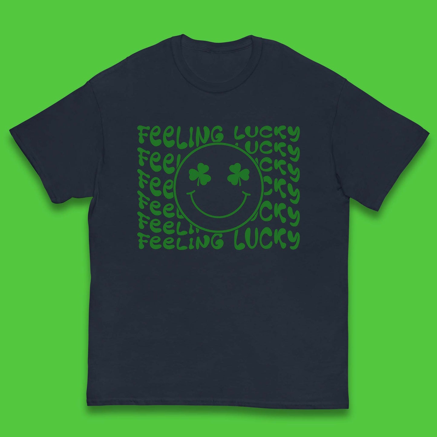 Feeling Lucky Smiley Shamrock Kids T-Shirt