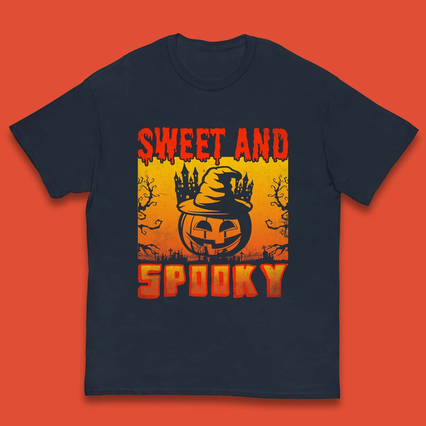 Sweet And Spooky Happy Halloween Witch Hat Pumpkin Horror Scary Season Kids T Shirt