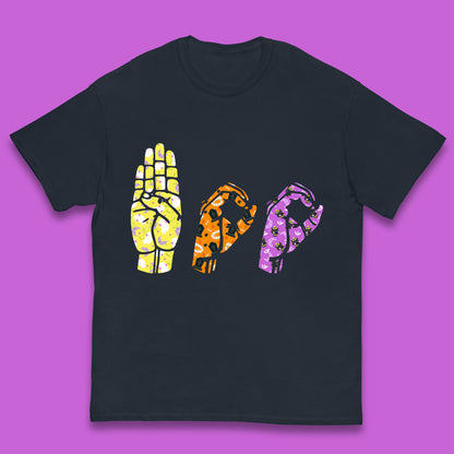 Halloween Hand Sign Language Boo Ghost American Sign Language Alphabet ASL Halloween Kids T Shirt