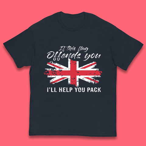 If This Flag Offends You I'll Help You Pack Uk Flag Union Jack United Kingdom British Flag Patriotism Kids T Shirt