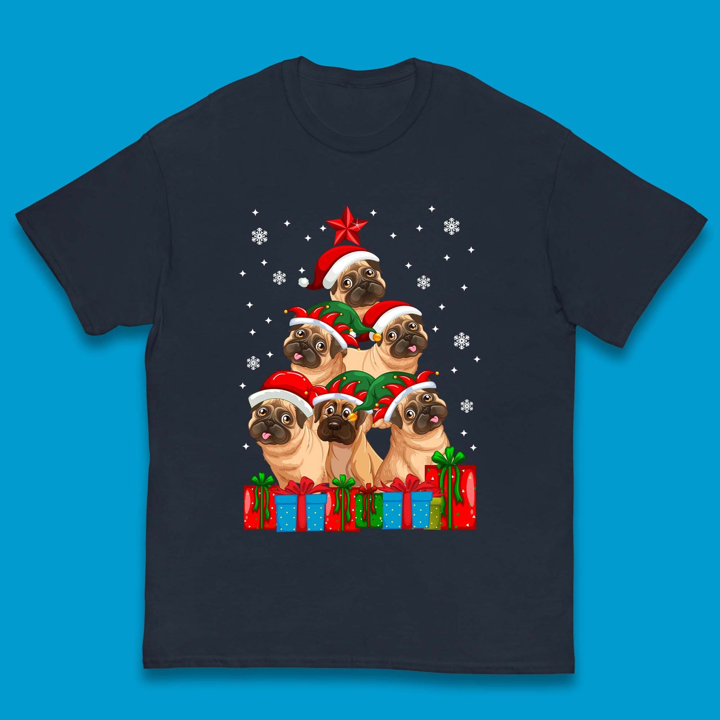 pug dog christmas t shirt