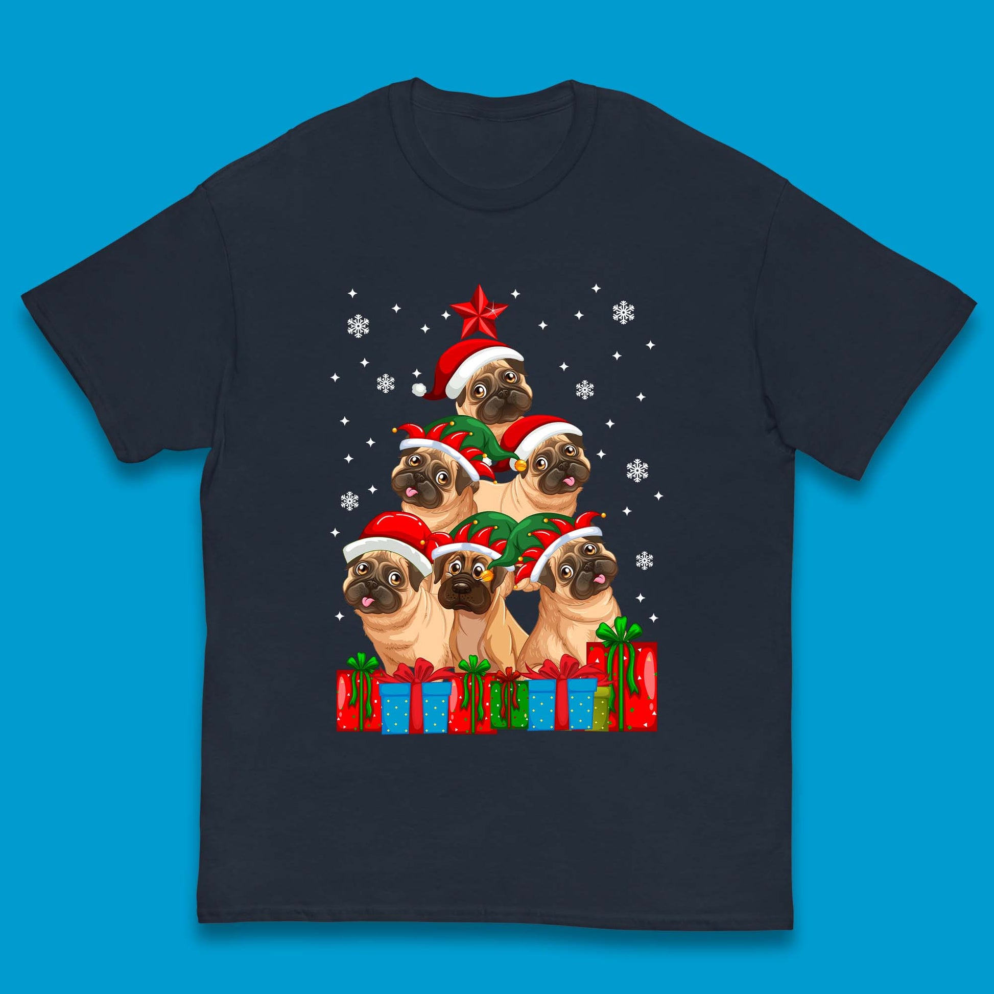 pug dog christmas t shirt