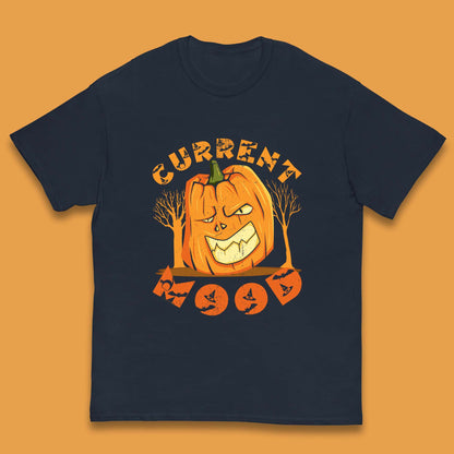 Current Mood Halloween Pumpkin Evil Scary Smile Horror Jack-o-Lantern Kids T Shirt