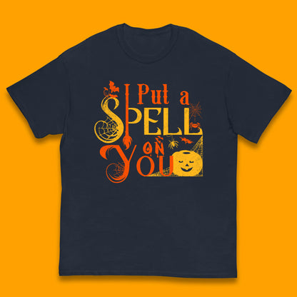 I Put a Spell on You Witch Broom Horror Spooky Scary Halloween Costume Kids T Shirt