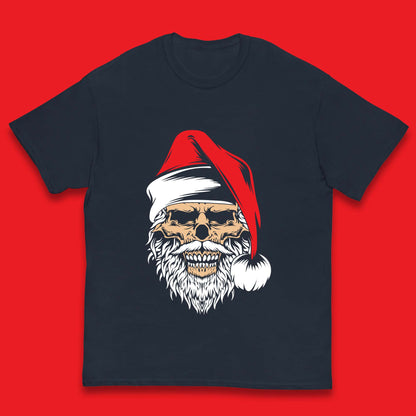 christmas gothic skull santa hat t shirt