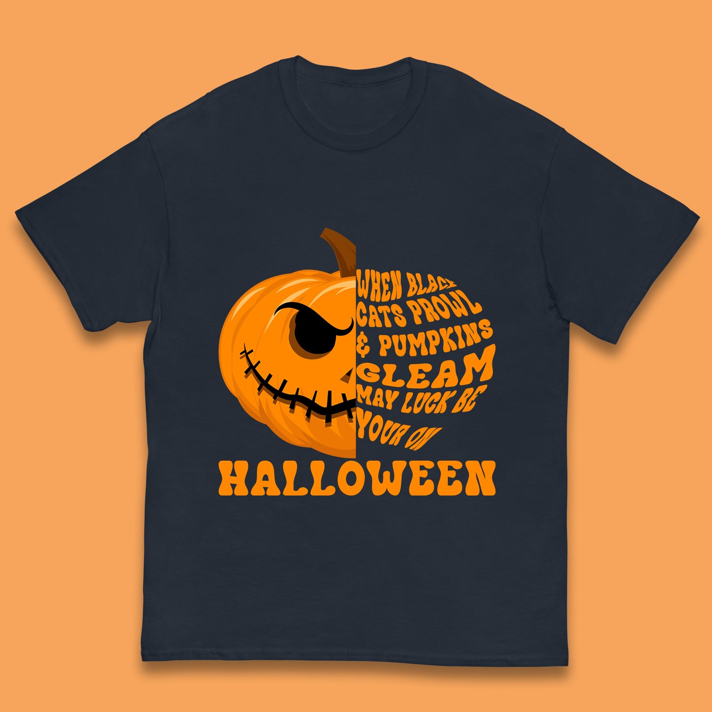 When Black Cats Prowl & Pumpkins Gleam May Luck Be Your On Halloween Black Cats Prowl Halloween Spooky Ghost Kids T Shirt