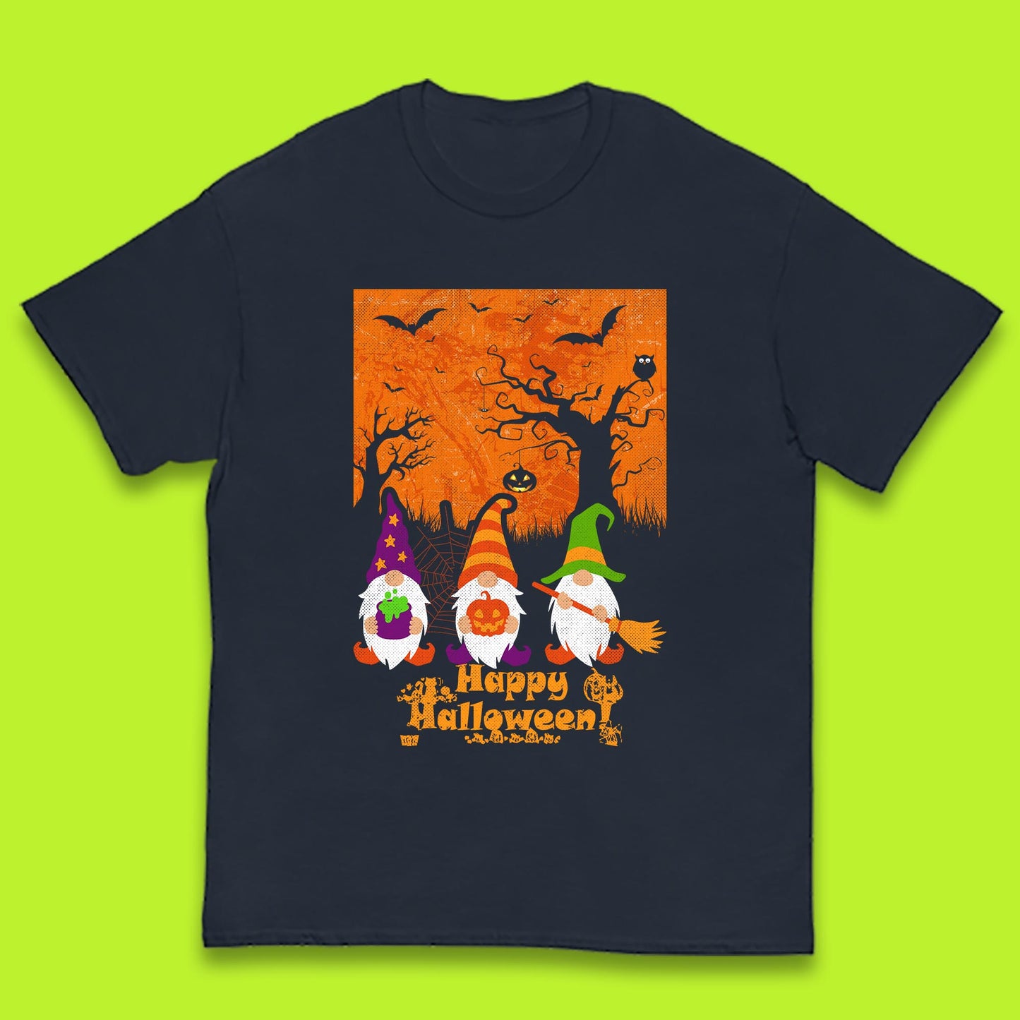 Happy Halloween Gnomies Spooky Witch Gnomes Scary Halloween Trees Gnome Lover Kids T Shirt