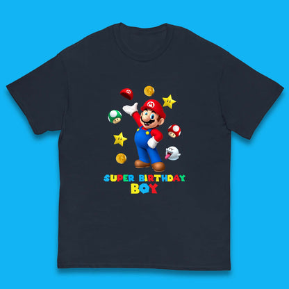 Super Birthday Boy Super Mario Game Series Mario Bros Super Mario Theme Birthday Party Kids T Shirt
