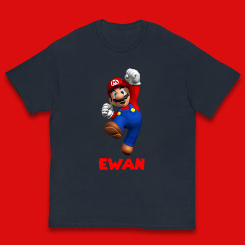 Personalised Your Name Super Mario Jumping Funny Game Lovers Players Mario Bro Retro Gaming Kids T Shirt