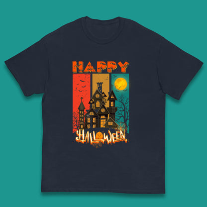 Happy Halloween Vintage Style Horror Scary Haunted House Kids T Shirt