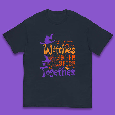 Witches Gotta Stick Together Funny Halloween Witchy Kids T Shirt