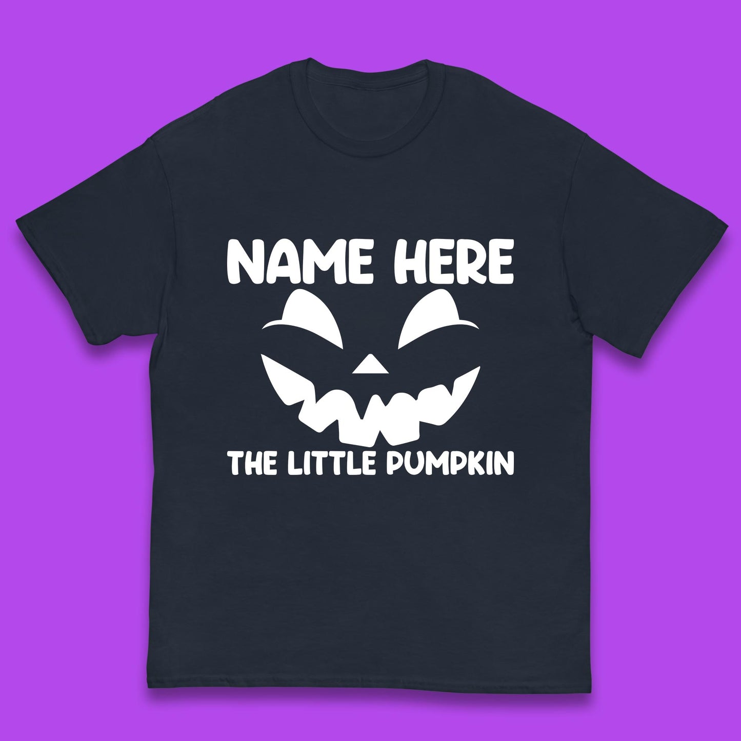 Personalised Your Name Here The Little Pumpkin Jack O Lantern Scary Spooky Face Kids T Shirt
