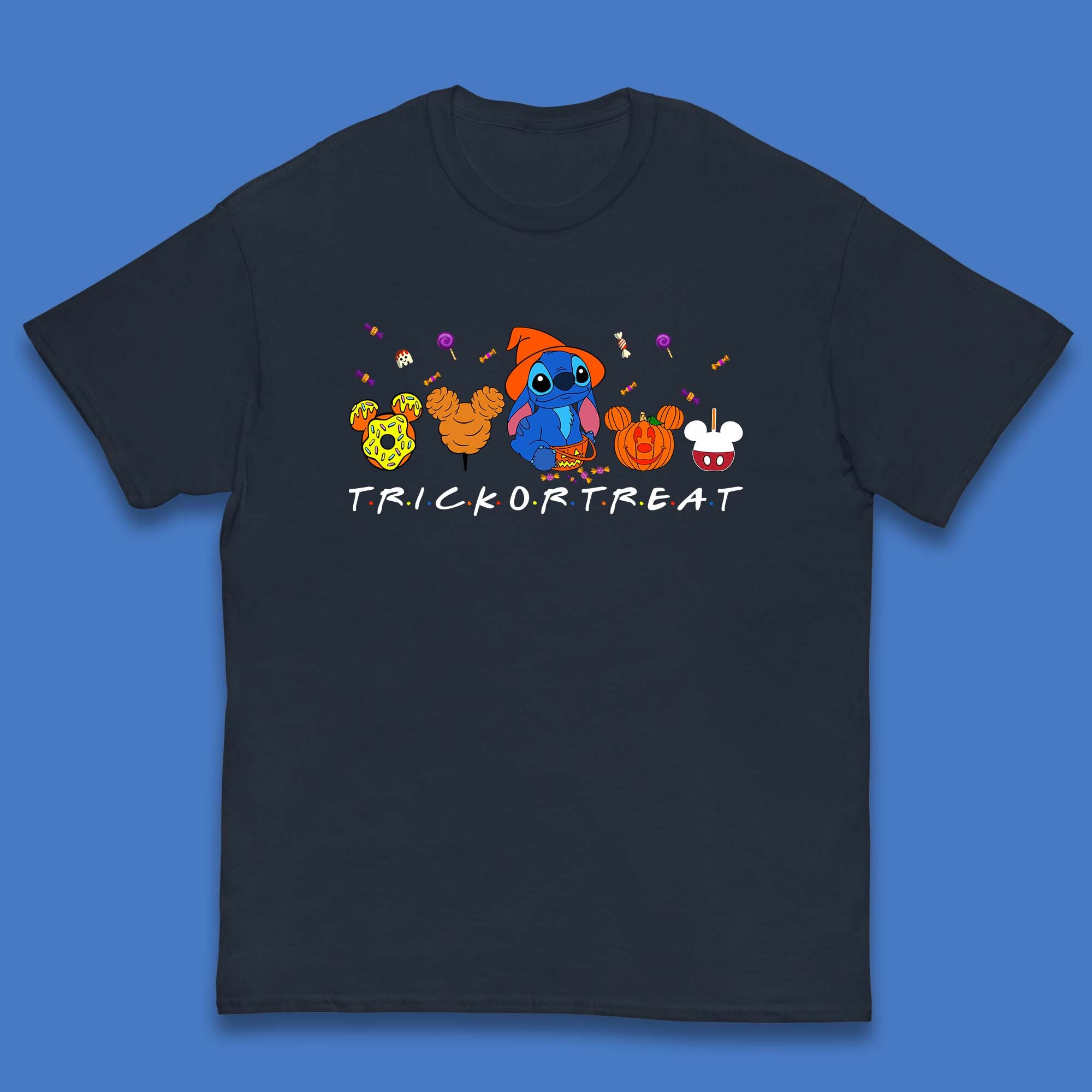 Halloween Disney Stitch Snacks Trick Or Treat Stitch And Mickey Mouse Friends Spoof Disneyland Snacks Kids T Shirt