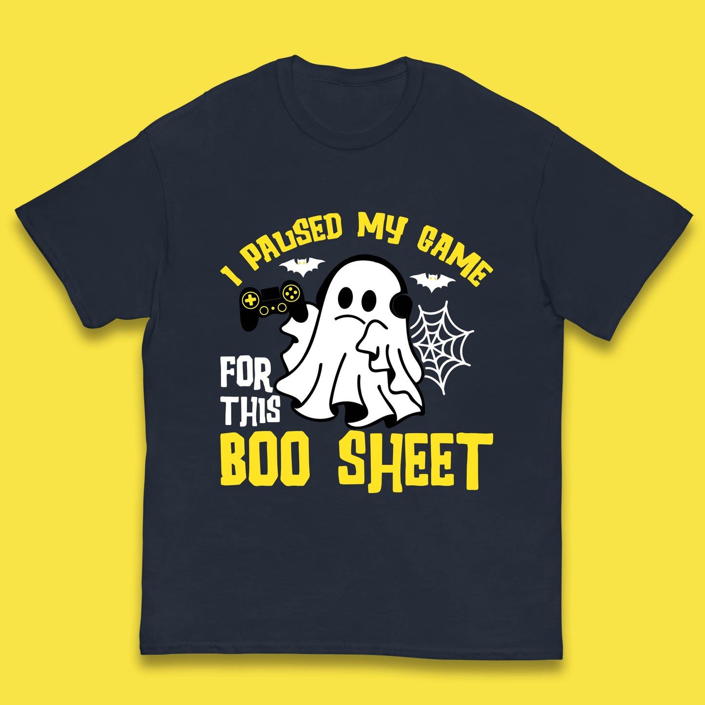 I Paused My Game For This Boo Sheet Ghost With Controller Halloween Gamer Kids T Shirt