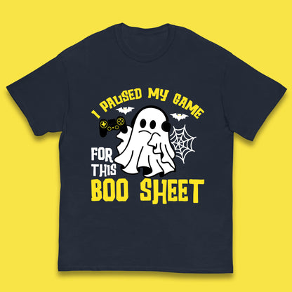 I Paused My Game For This Boo Sheet Ghost With Controller Halloween Gamer Kids T Shirt