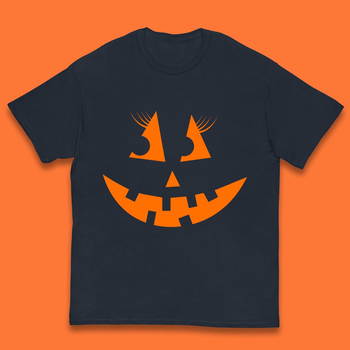 Halloween Pumpkin Jack-o-lantern Girl Evil Scary Horror Smile Face Kids T Shirt