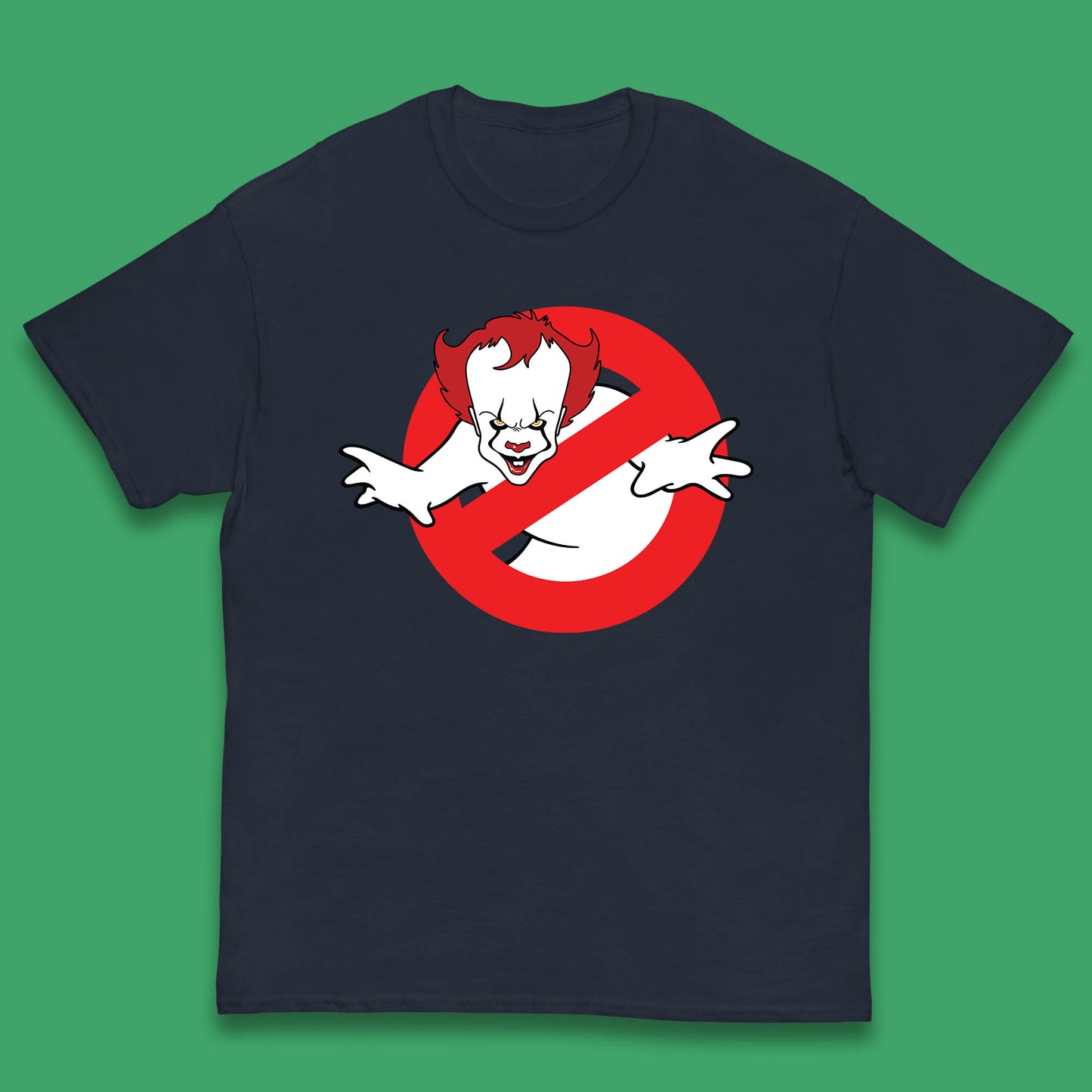 The Real Ghostbusters No Ghost Halloween IT Pennywise Clown Movie Mashup Parody Kids T Shirt