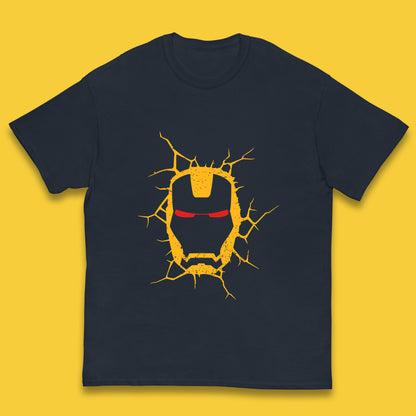 Marvel Avengers Iron Man Face Cracked Wall Art Superhero Comic Book Character Iron-man Marvel Comics Kids T Shirt