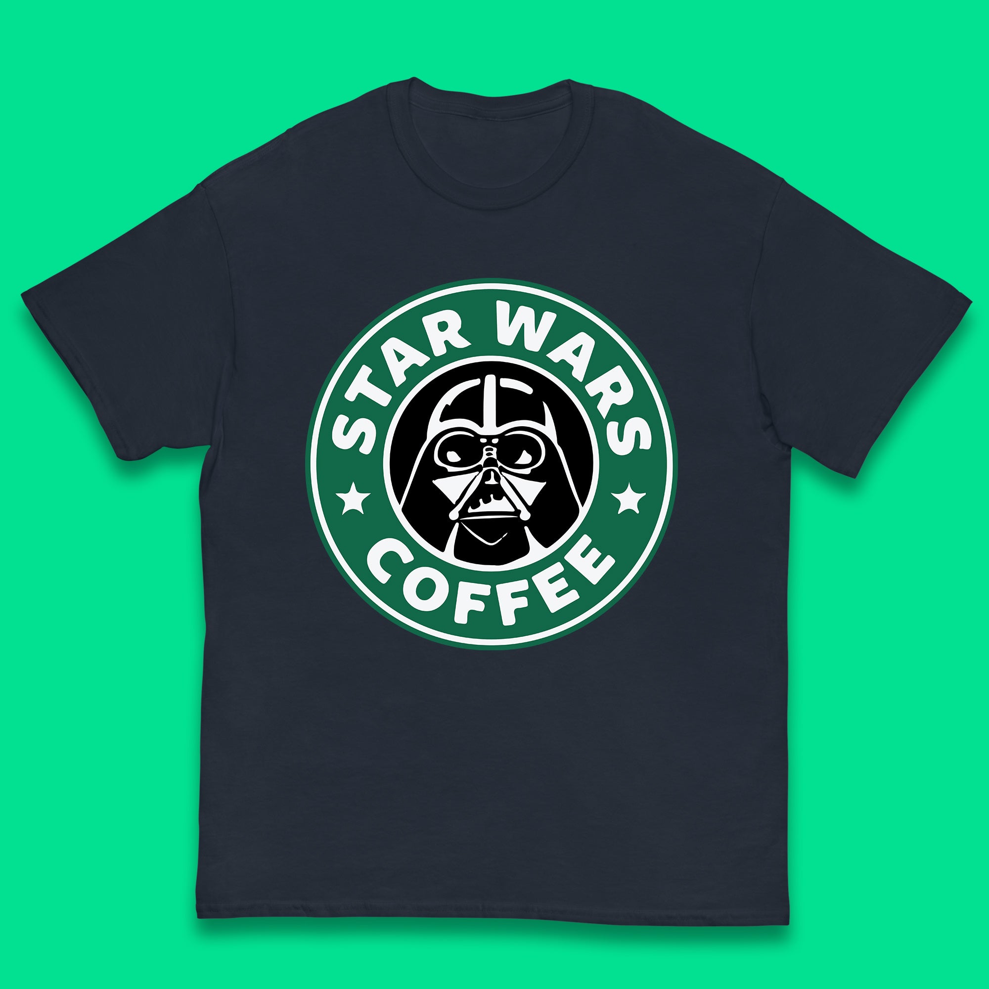 Sci-fi Action Adventure Movie Character Darth Vader Star Wars Coffee Starbucks Coffee Spoof Star Wars 46th Anniversary Kids T Shirt