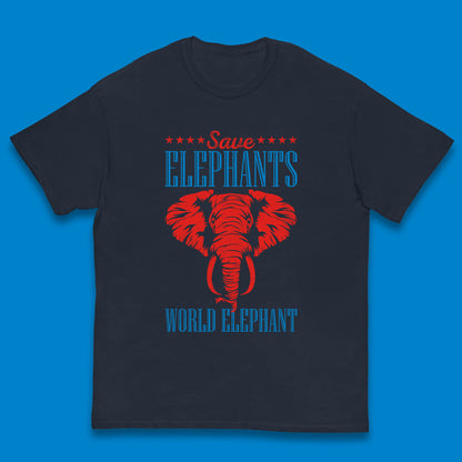 Save The Elephants World Elephant Day Zoo Animal Wildlife Kids T Shirt