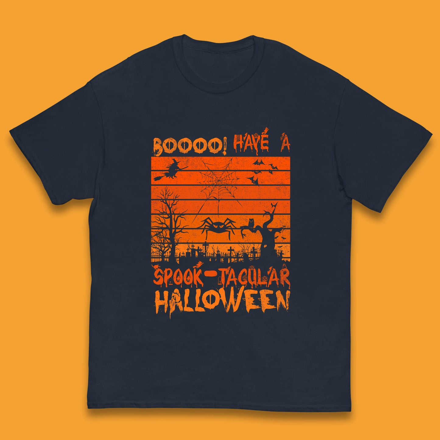 Booo Have A Spook Tacular Halloween Graveyards With Dead Tree Horror Scary Kids T Shirt