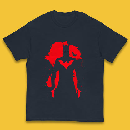 Batman Beyond Rises As A Warrior Of Justice Distressed Portrait Art DC Comics Superhero Kids T Shirt