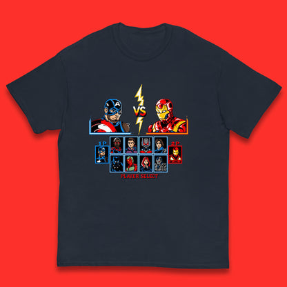 Captain America VS Iron Man Marvel Avengers Superheros Movie Character Panther Widow Thor Kids T Shirt