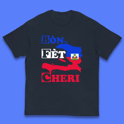 Bon Fet Cheri Haiti Map Kids T-Shirt