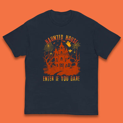 Haunted House Enter If You Dare Scary Halloween Nightmare House Spooky Season Halloween Party Kids T Shirt