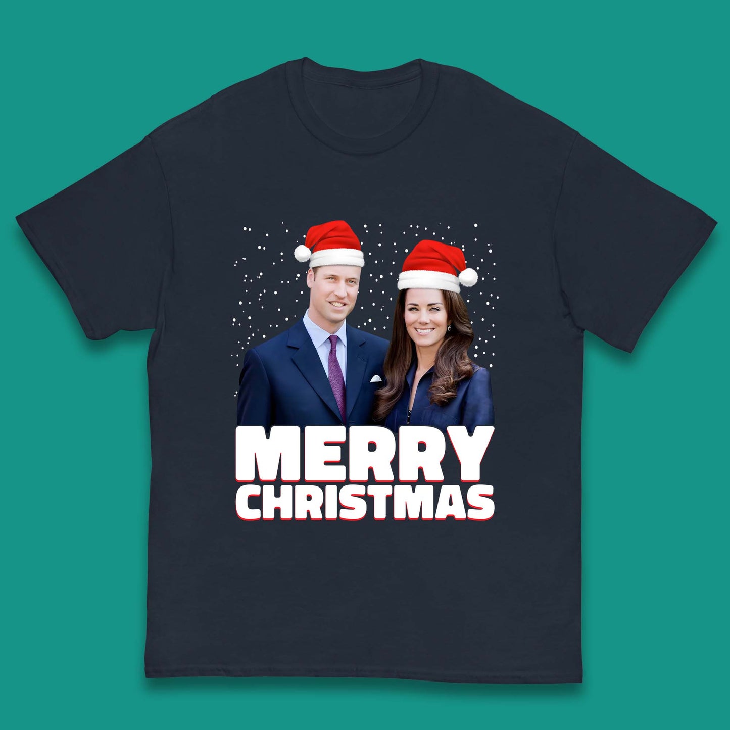 Prince William & Kate Merry Christmas Kids T-Shirt
