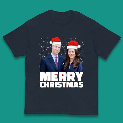 Prince William & Kate Merry Christmas Kids T-Shirt