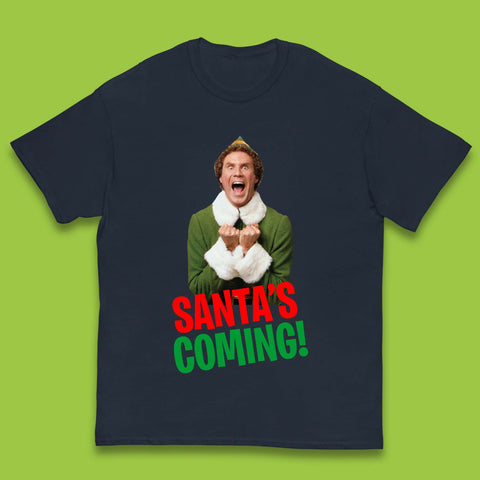 Elf Santa's Coming Christmas Kids T-Shirt