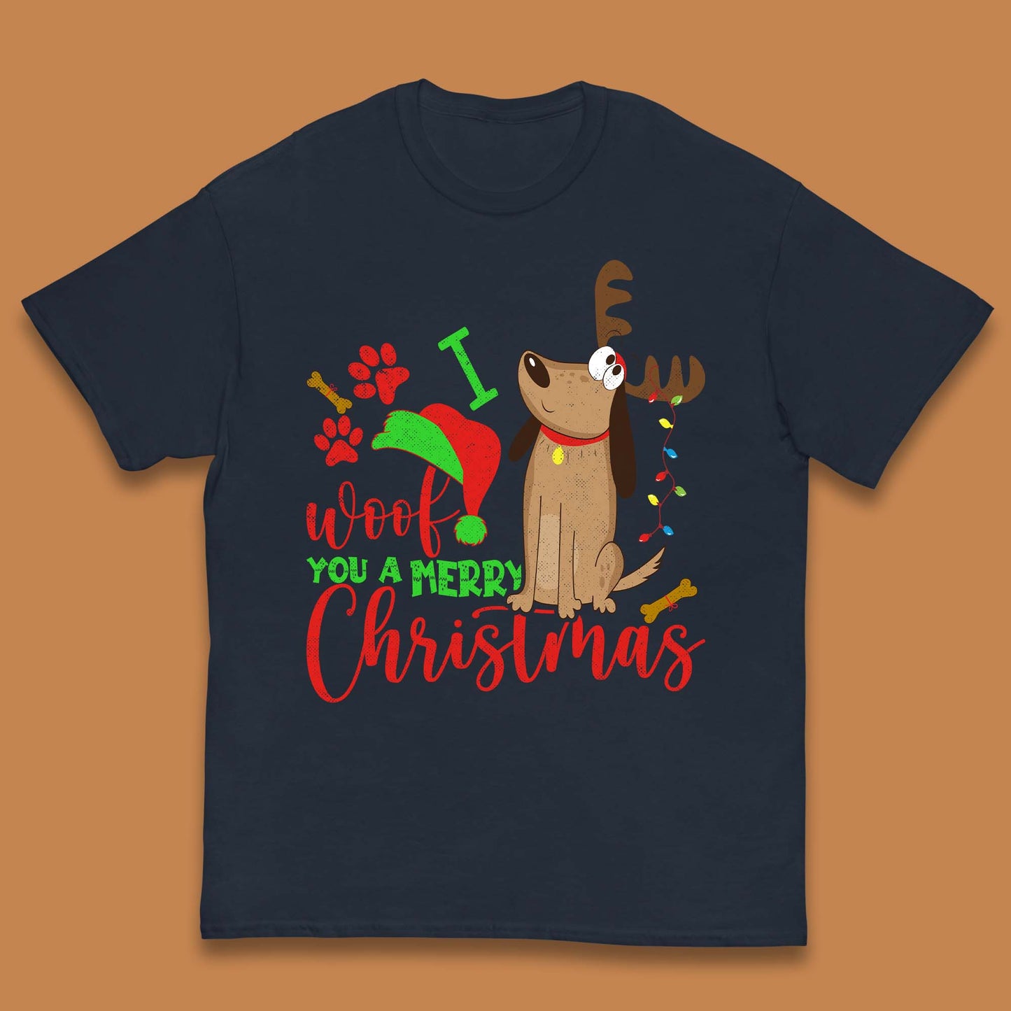 I Woof You A Merry Christmas Kids T-Shirt
