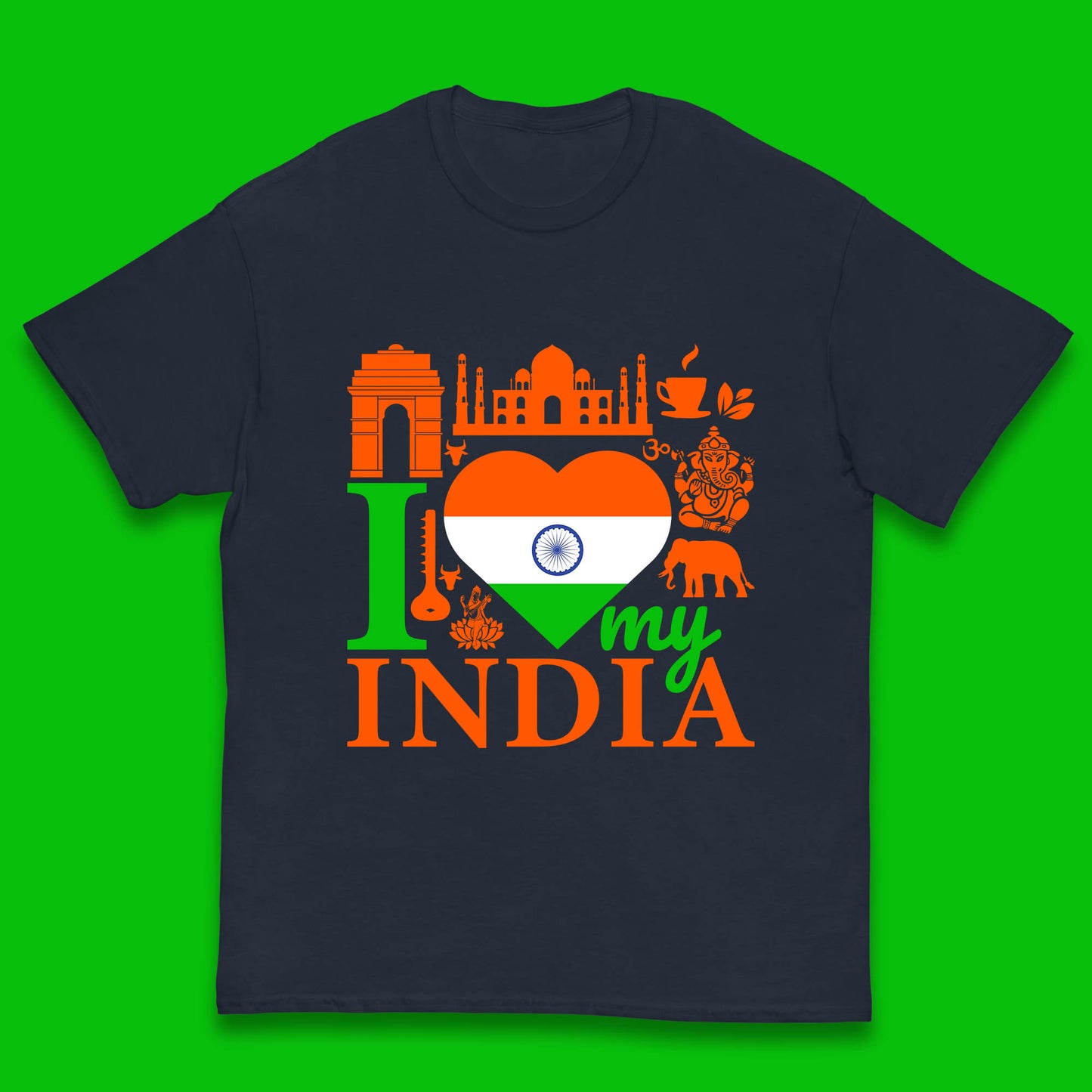 I Love My India Patriotic Indian Flag 15th August Independence Day Kids T Shirt