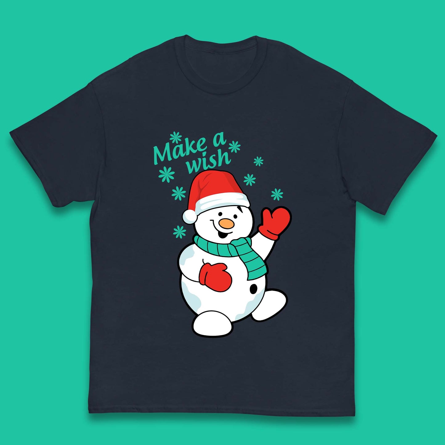 Make A Wish Snowman Christmas Kids T-Shirt