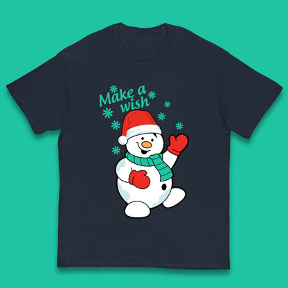 Make A Wish Snowman Christmas Kids T-Shirt