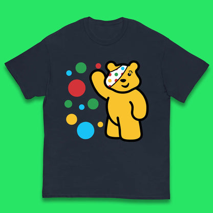 Spotty Pudsey Bear Hand Waving Dotty Spot Fundraising Children In Need Spotty Bear Spotty Day Kids T Shirt