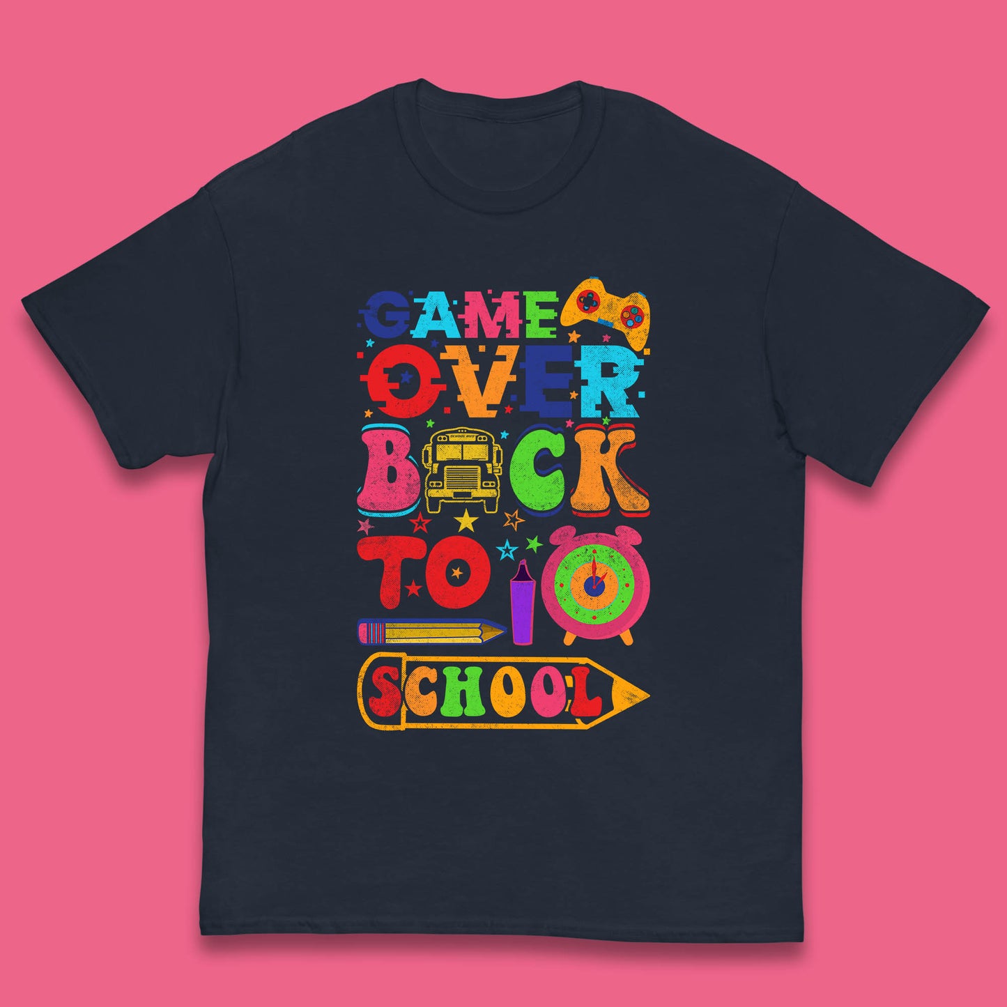 Game Over Back To School Gaming Lover Colorful School Costume Gift Kids T Shirt